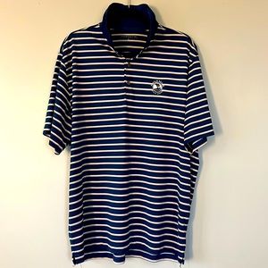 Nike Golf Dri-Fit Polo × Pebble Beach Golf Links - Blue w/ white & gold stripes